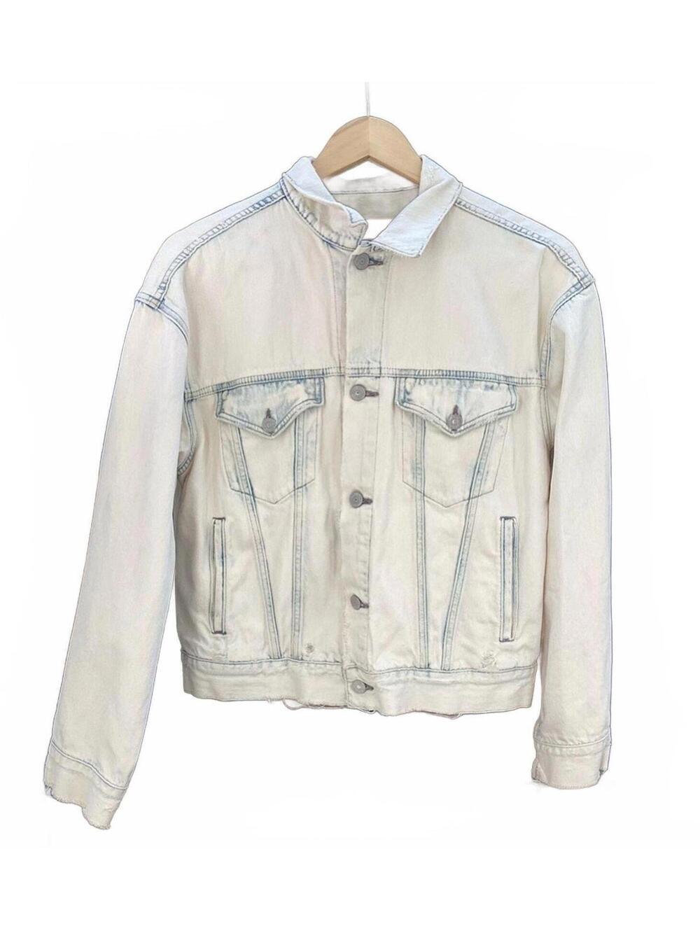 Denim & Supply Ralph Lauren Distressed Bleached Denim Trucker Jacket  Size Large